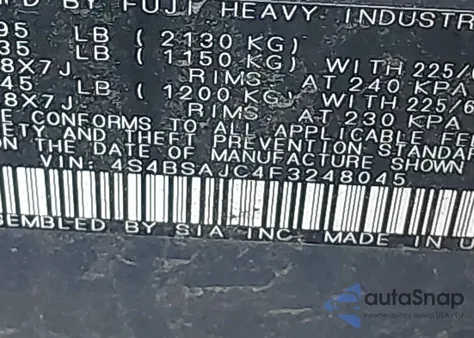 2015 Subaru Outback 2.5I Limited from USA, damaged, VIN 4S4BSAJC4F3248045